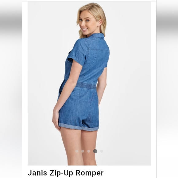 Guess Janis Zip Up Romper Medium Wash NWOT - Picture 4 of 6